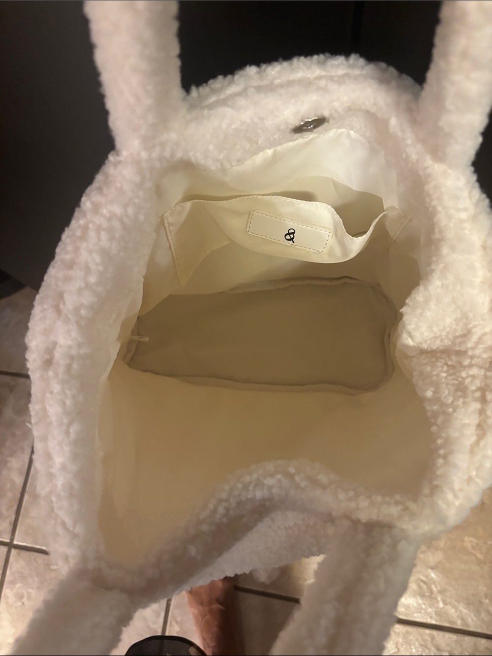 LOFT Off-White Sherpa Tote Bag - Picture 3 of 6